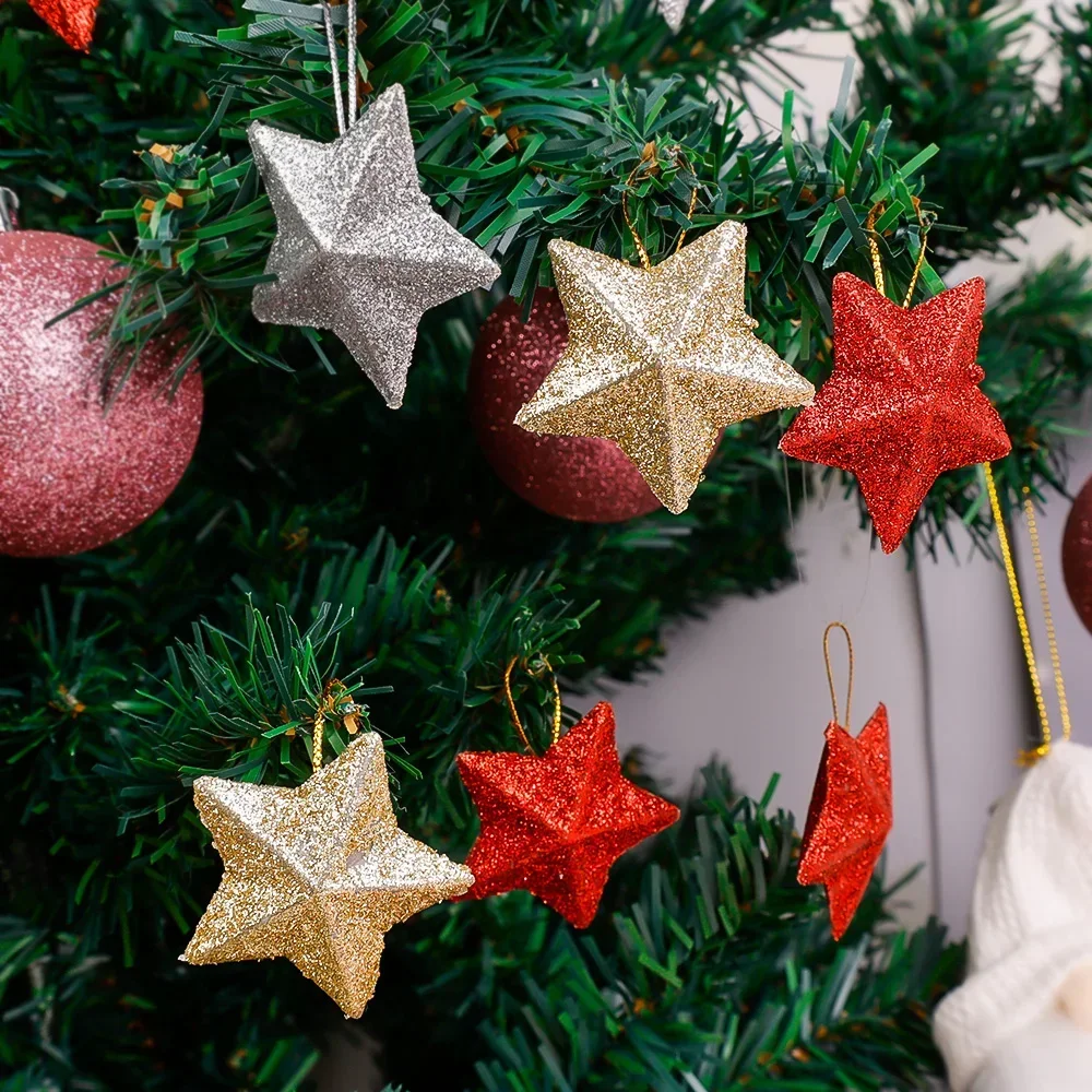36/6 Uds. Adornos de estrellas con purpurina de Navidad pentagrama  colgantes para árbol de Navidad regalos de Año Nuevo decoración del hogar  para fiesta de boda de Navidad - AliExpress, image size:1000x1000
