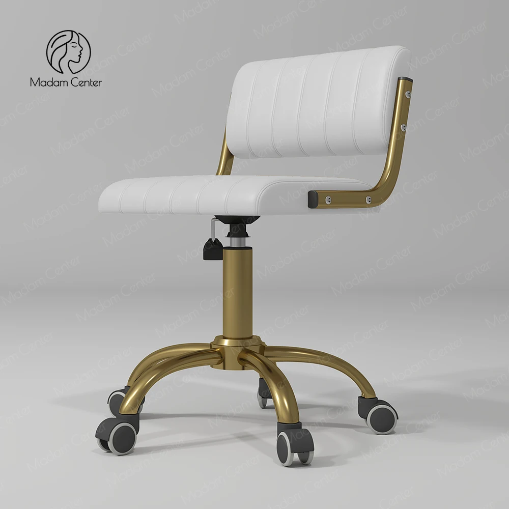 Gold Adjustable Salon Stool Rolling Swivel Makeup Chair with