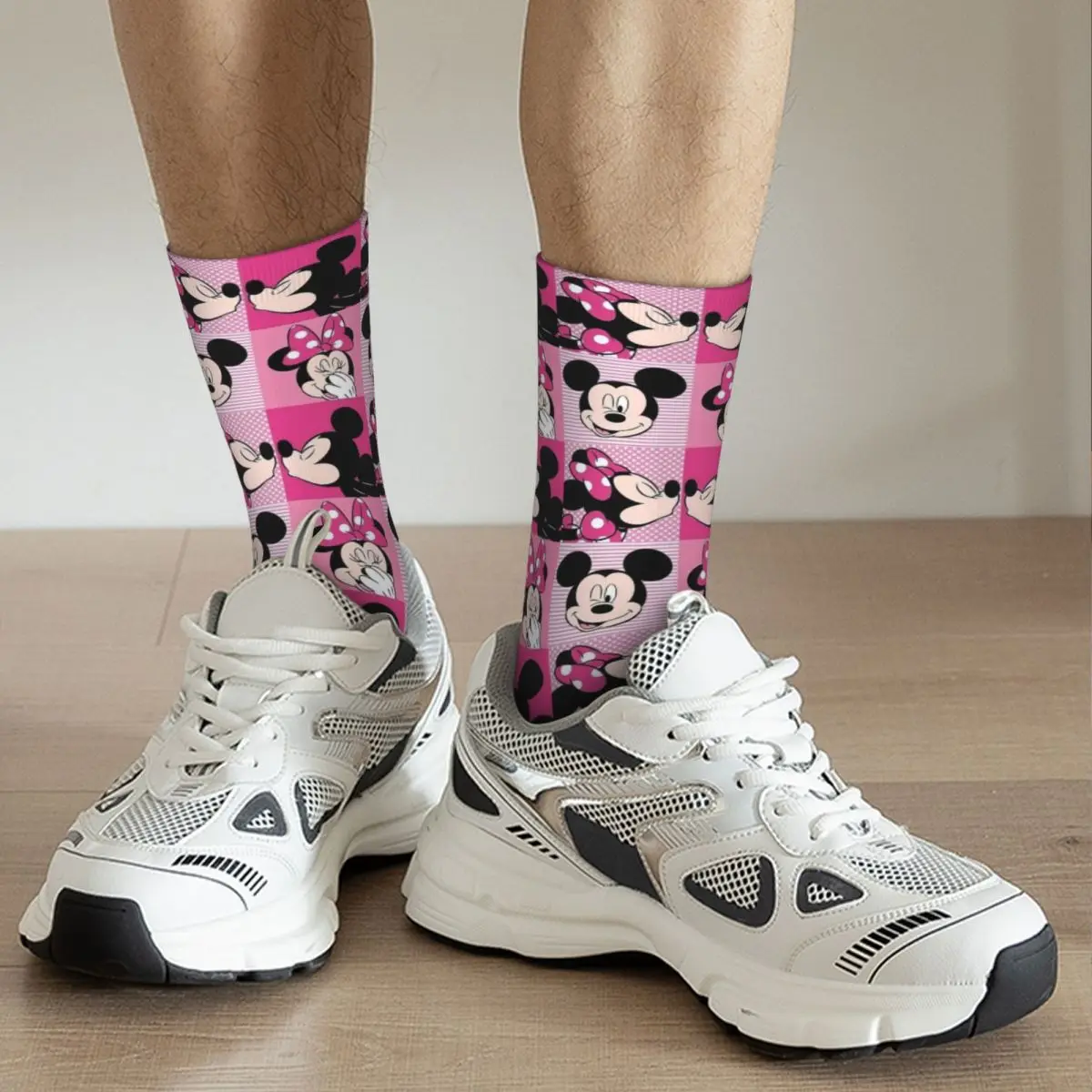 Casual Mickey Minnie Mouse Basketball Socks New Polyester Middle Tube Socks for Women Men Sweat Absorbing