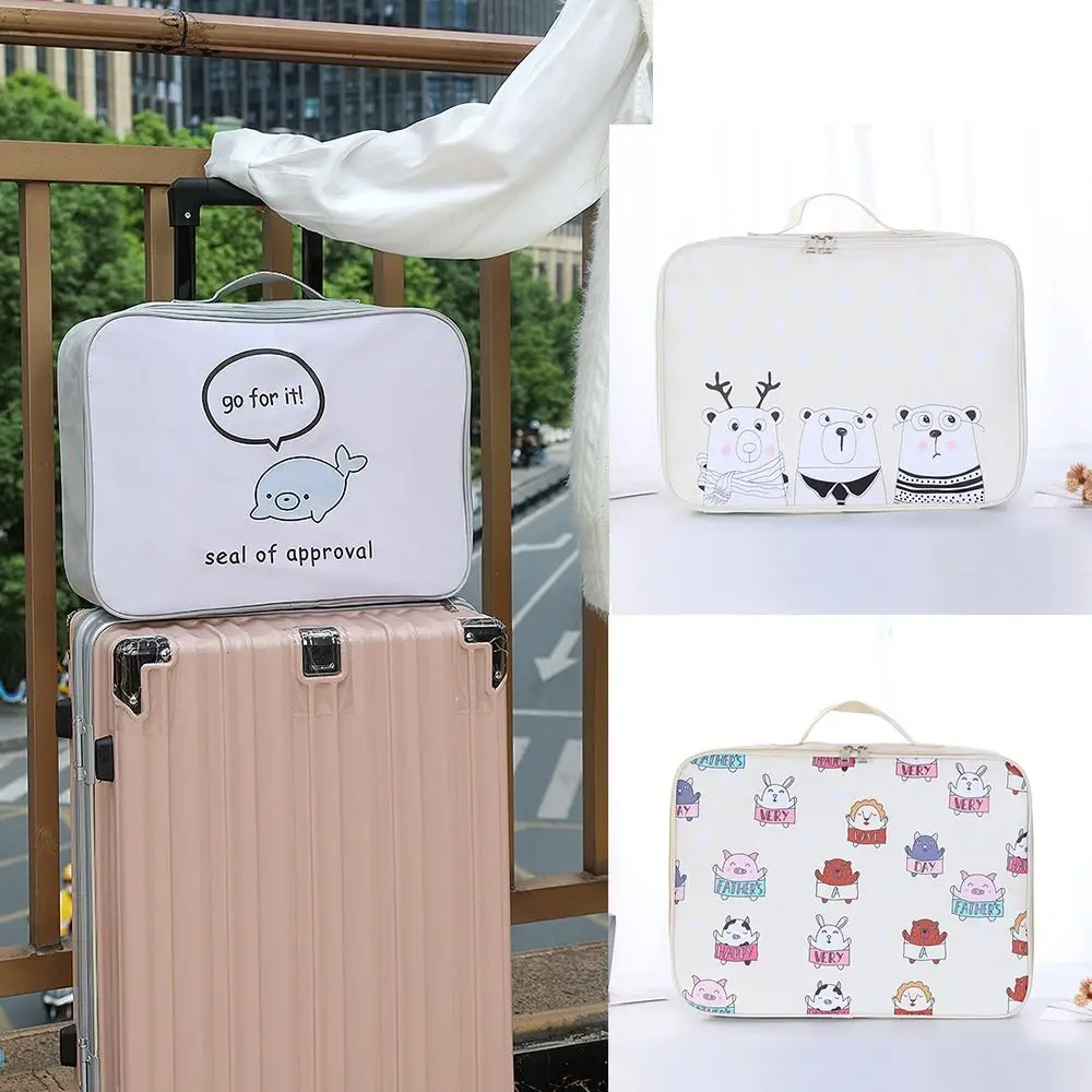 

Cartoon Printed Travel Bag Convenient Portable Luggage PU Tote Bag Large Capacity Lunch Handbag Student