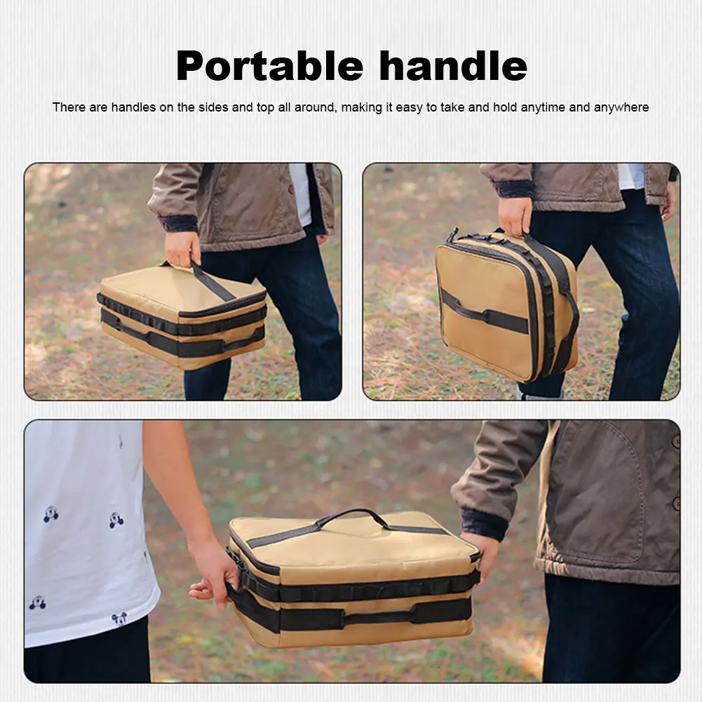 17-7L Tactical Camping Storage Bag Large Capacity Outdoor Hiking Picnic Bag Tank Stove Canister Pot Carry Bag Cookware Organizer