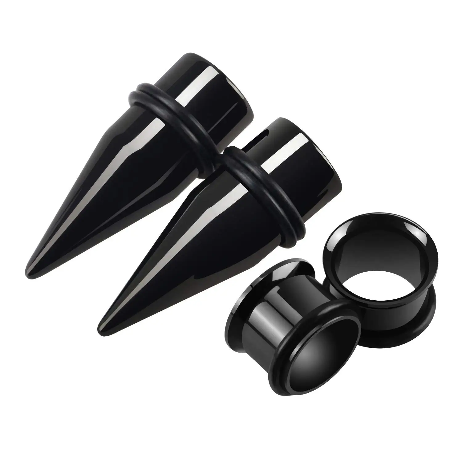 HEKEUOR 1g (7mm) Ear Stretching Kit - 2 Pairs 316L Steel Tapers & Tunnels With O-Rings For Gauging