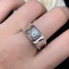 Simple Jewelry 0.5/1/2/3 Carat Round D Color VVS1 Clarity Moissanite Male Ring AU585 14K White Gold R072 1
