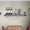 Wine Rack Wall Floating Bar Shelves Wine Shelf Real Wood Shelves Wall Shelf Unit Steam Punk Pipe Shelving Wine Glass Rack 1