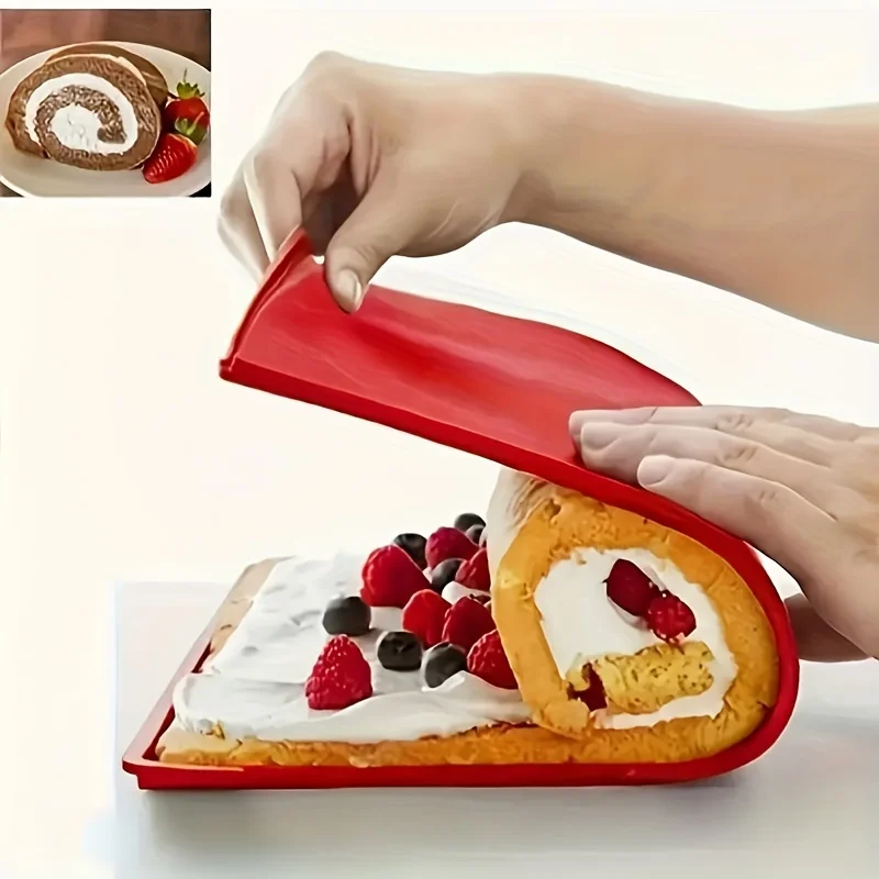 Description Picture 5 of item2pcs Swiss Roll Cake Mat Silicone Multifunction Non-Stick Heat-Resistant  Pastry Pizza Cookies Mats for Desserts Baking Tools