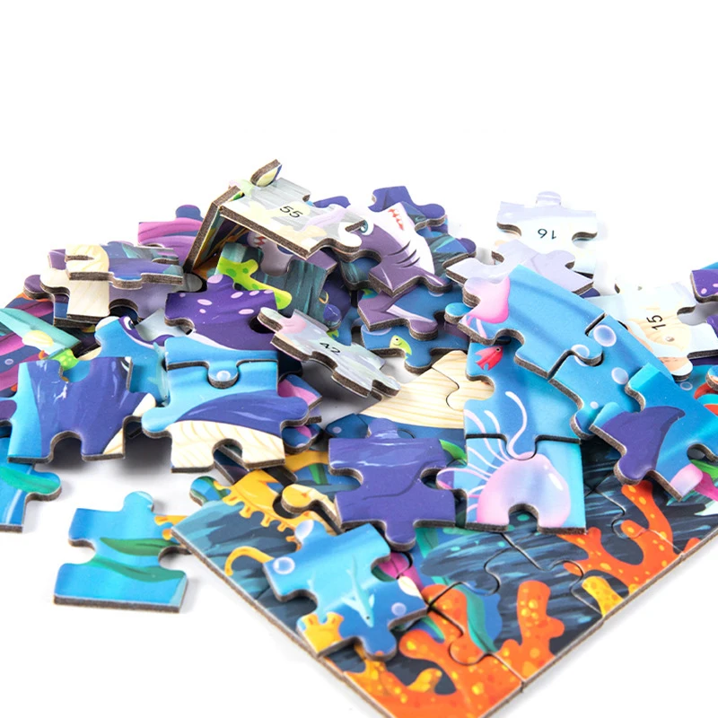 60Pcs Kids Cartoon Jigsaw Puzzles Kindergarten Boys Girls Early Education Animals Transportation Toddler Toys 6