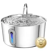 HAJXM Stainless Steel Cat Water Fountain, 135oz/4L Automatic Pet Fountain Dog Water Dispenser wit...