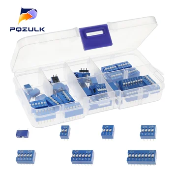 Dip Switch ชุดกล่อง 1 2 3 4 5 6 8 Way 2.54 มม.สลับสวิทช์สีแดง Snap Switches ผสมชุดแต่ละ 5PCS ชุด 1