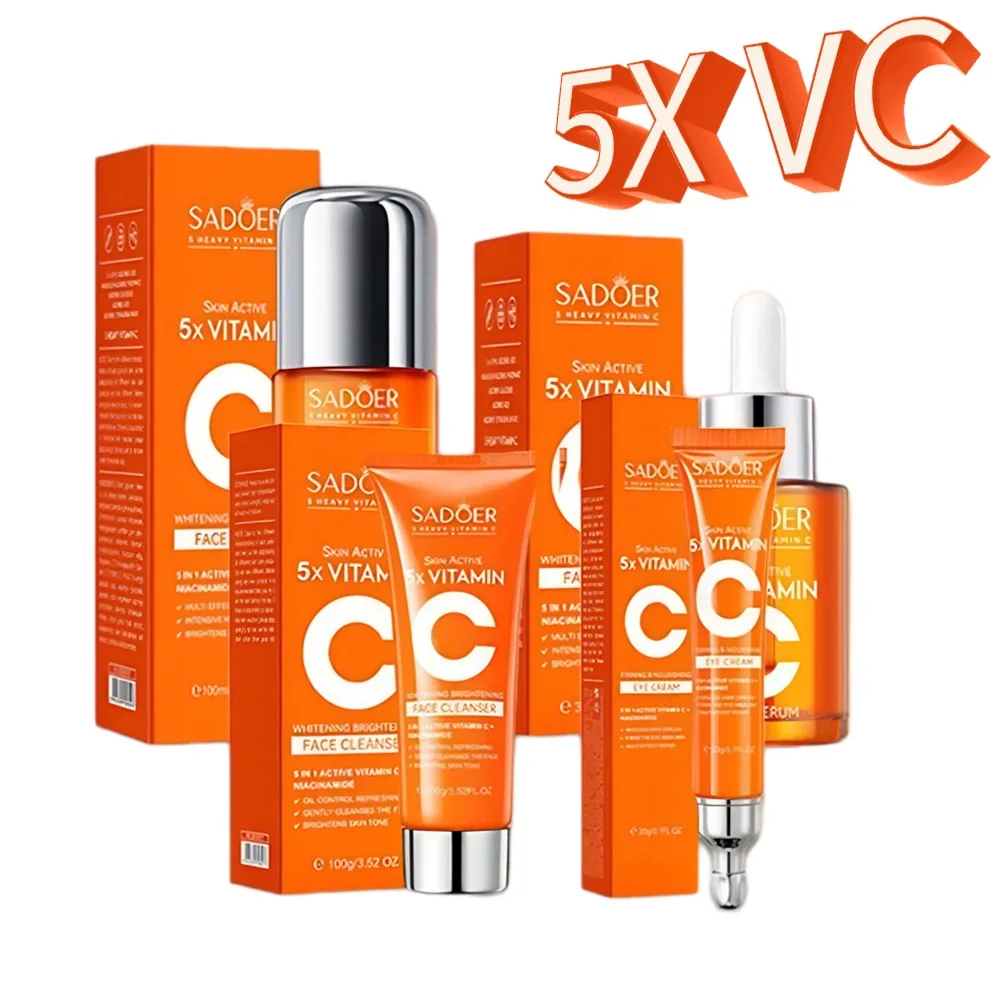 Vitamin C Radiance Renewal Skincare Set: Brightening Serum, Moisturizing Lotion, Eye Cream, and Facial Cleanser