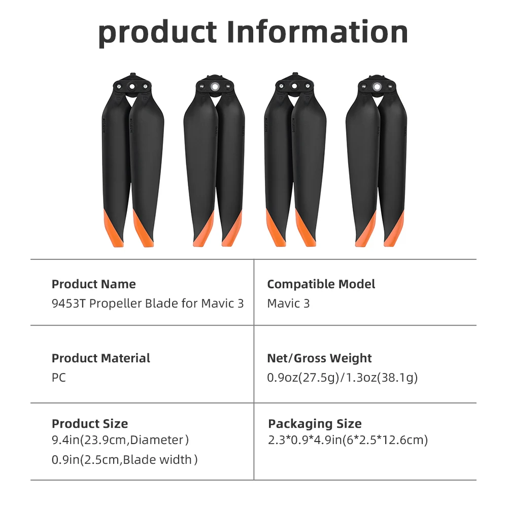 2 Pairs 9453T Propeller Quick Release Foldable Props Blade Light Weight Screw Wing for DJI Mavic 3/Mavic 3 Classic/Mavic 3 Pro