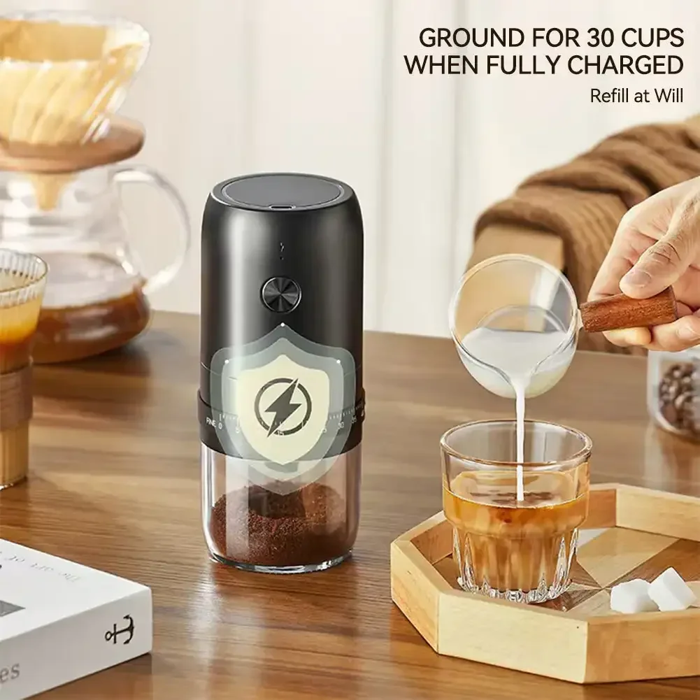 New Portable USB Electric Coffee Bean Grinder 40 Gears External Adjustable Rechargeable Grinders Household Mini Coffee Machine 5