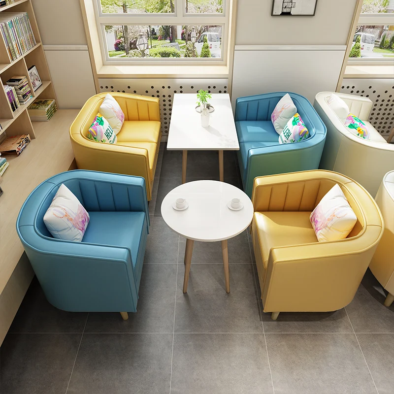 Cafe Tea Restaurant Table and Chair Combination Book Bar Office Leisure Card Seat Sofa