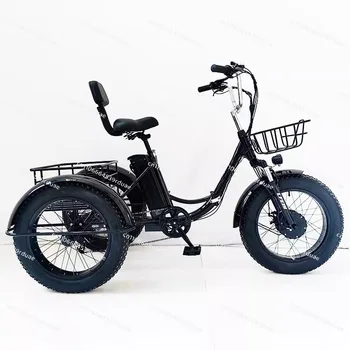 Triciclo Elettrico Pieghevole da 20 Pollici, Triciclo a Pedali per Neve con Batteria al Litio 48V
