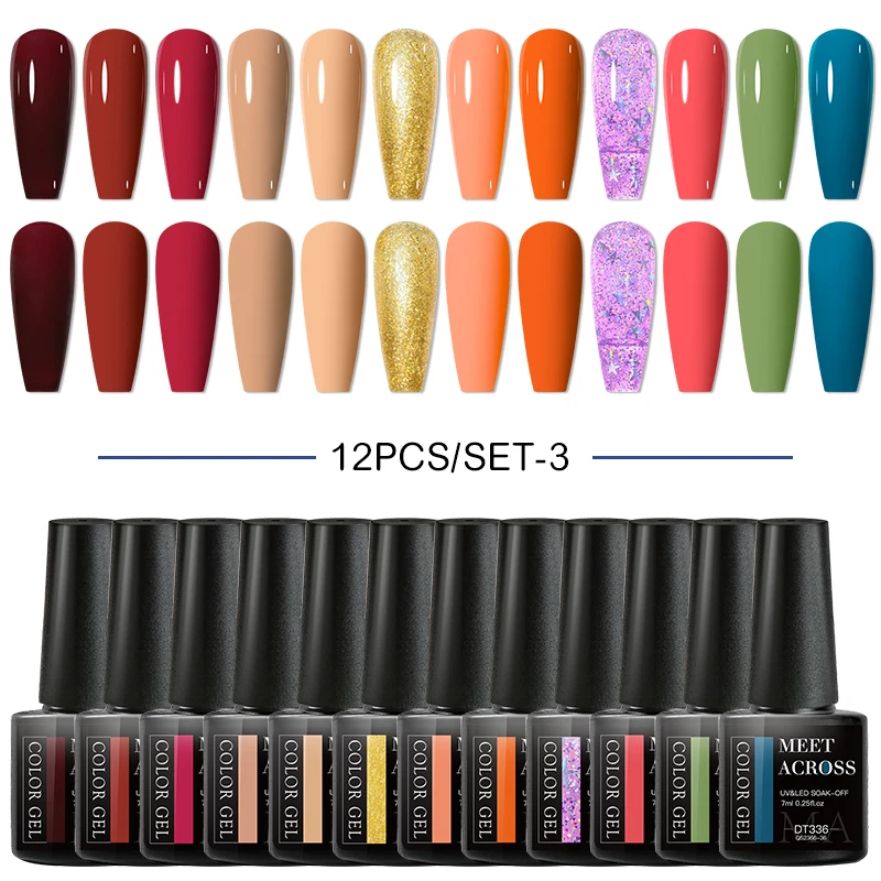 34 Color Soak-Off Gel カラージェル 10/12Pcs Gel Nail Polish Set Coffee Red Color Semi Permanent UV