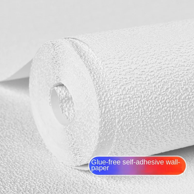 

Pure White Wallpaper Diatomaceous Mud Wallpaper Self-adhesive 3D Particle Sensation Imitation Cement Non-woven Fabric Wallpaper