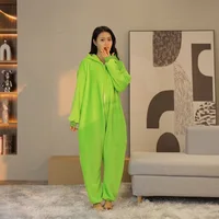 Unisex Alien Onesie Cosplay Pajamas Halloween Costume Winter Adults Kigurumi Unicorn Animal Sleepwear Green Flannel Nightwear 3