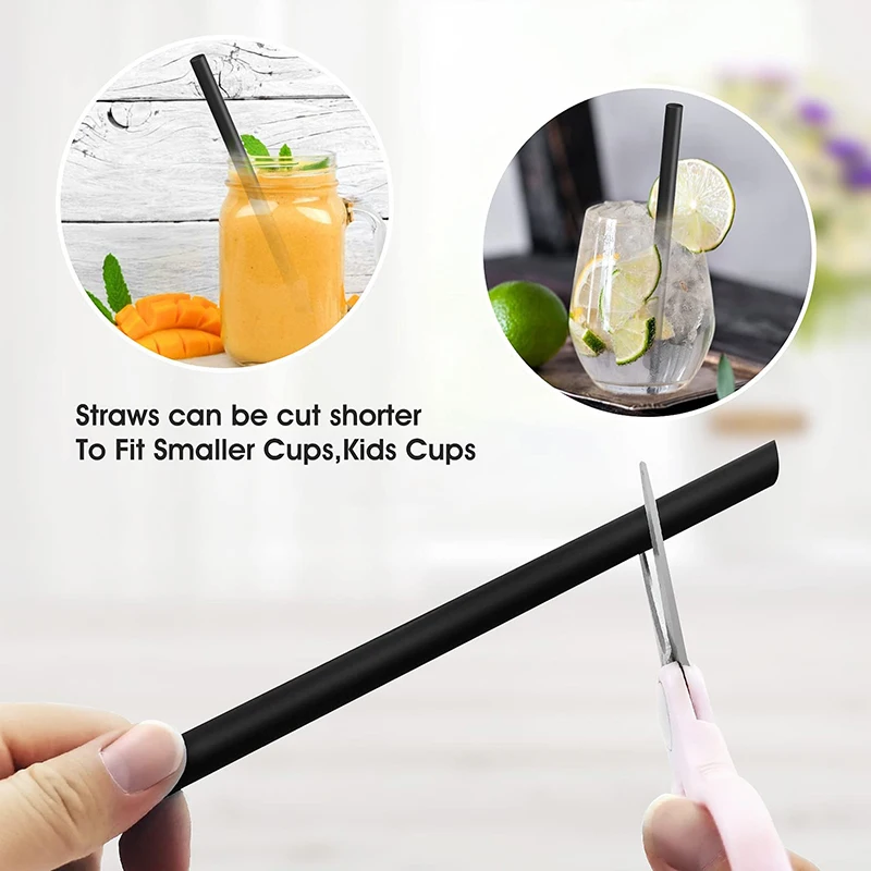 Drinking Straws Bpa Free Disposable Plastic Straws Milkshake Wide Boba Bubble Tea Long Individually Wrapped Drinkware Bar Tools
