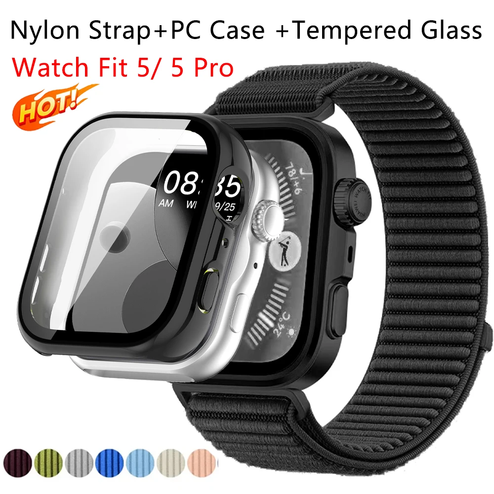 Premium Nylon Strap with Durable PC Case for Smartwatch – Tempered Glass Protection Included