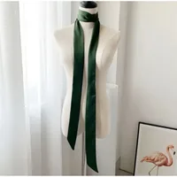 Long Skinny Hair Scarf For Women Silk Satin Headband Cute Neckerchief Solid Colors Fashion Bag Scarves For Ladies 2024 4