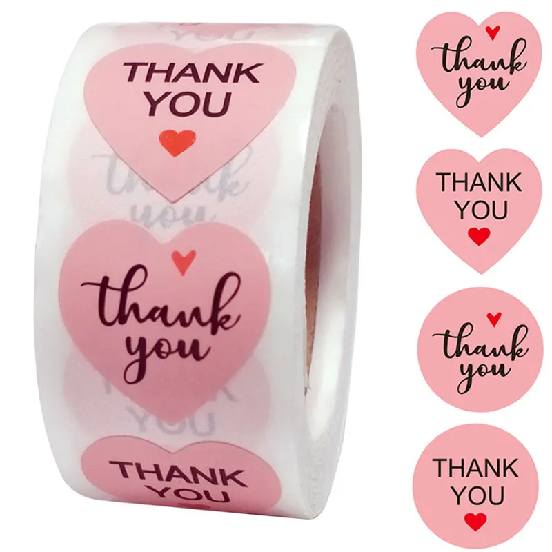 1 Inch Pink Business Label Stickers Paper Cute Thank You Stickers for Gifts Baking Packaging Seal Labels Stationery Stickers