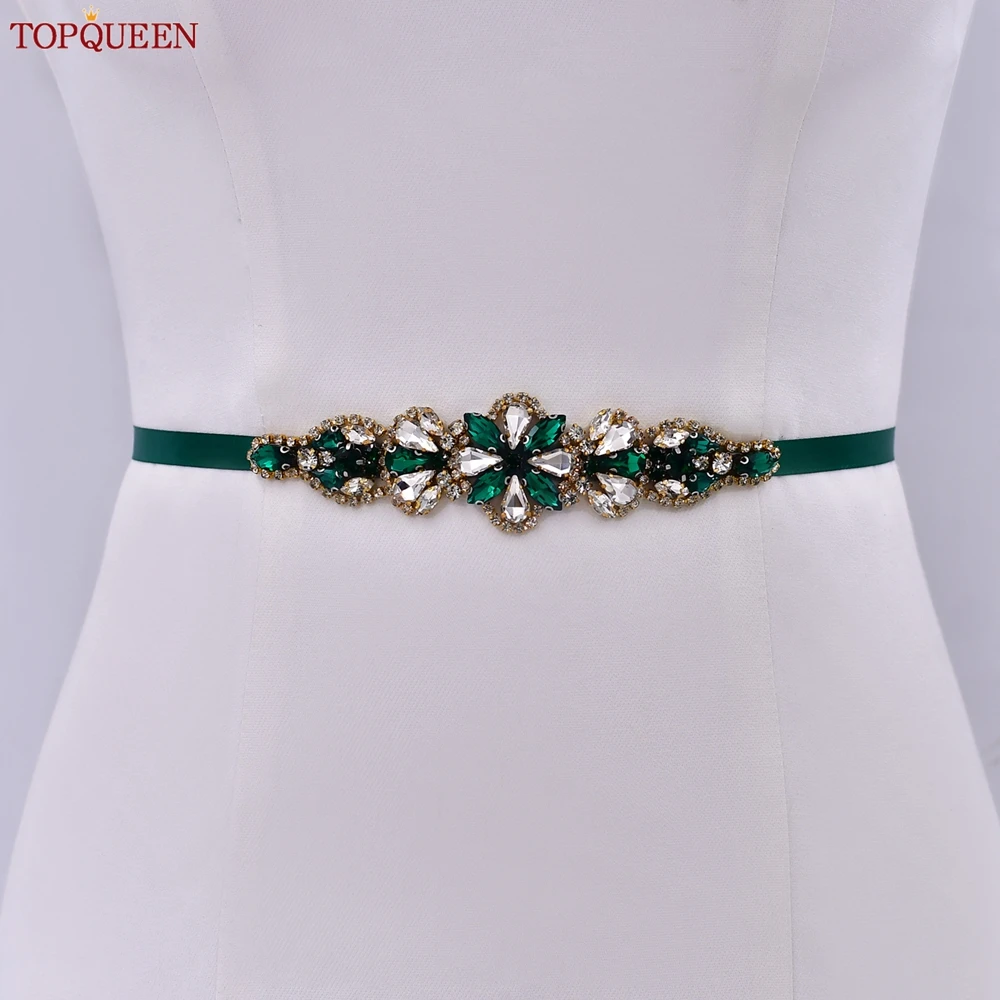 TOPQUEEN New Design Colorful Stone Wedding Belt Bridal Spaghetti Sash Prom Banquet Dress Waist Decoration Bridesmaid Gift S137