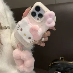 Kawaii Cat 3D Plush Mobile Phone Case - Anime Cartoon Design - iPhone 13 Pro Max (Hello Kitty B)