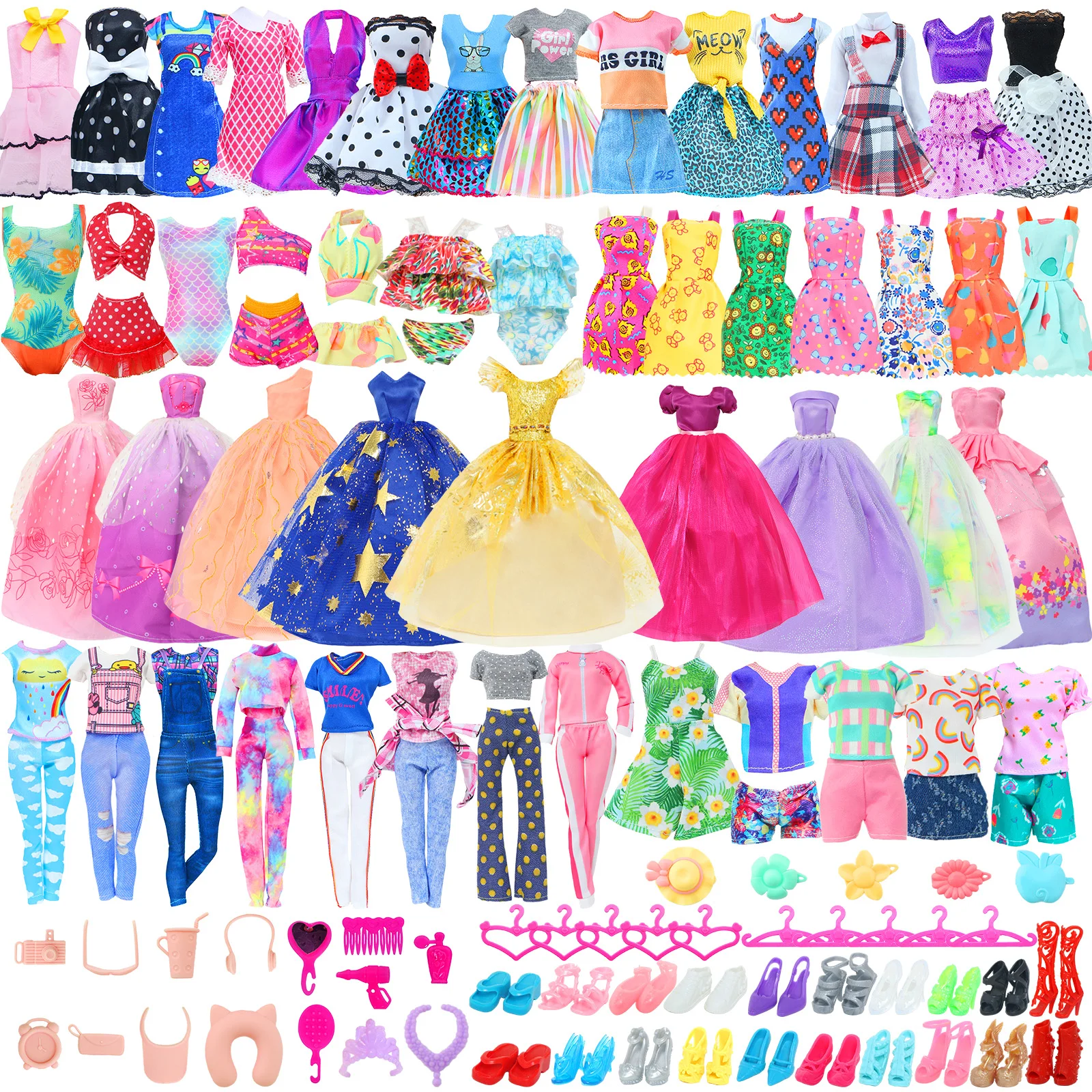 50 pièces/ensemble vêtements de poupée faits à la main pour poupée 11.5 pouces 2 robe de soirée Bikinis 3 tenue 2 Mini robe 10 cintres 31 accessoires jouet pour enfants