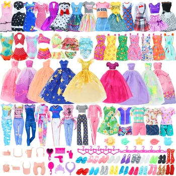 50 Pcs/Set Handmade Doll Clothes for 11.5'' Doll 2 Evening Gown Bikinis 3 Outfit 2 Mini Dress 10 Hangers 31 Accessories Kids Toy 1