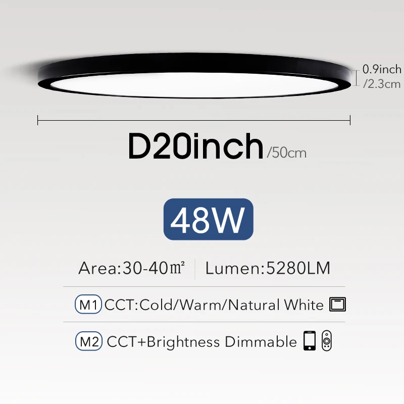 Black48W-20inch 50cm