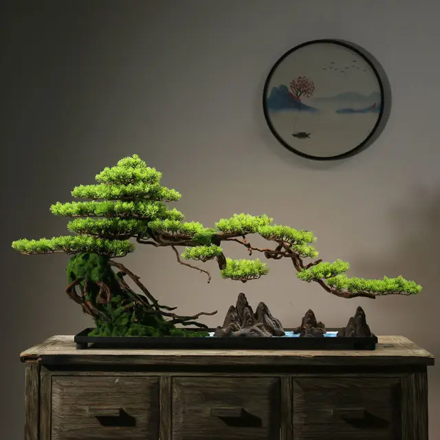 Szimuláció Zöld Növények Üdvözölve A Fenyő Bonsai Ültetési Sarkokat És Díszek Nappali Dekorációk Zen Mikrokori Táj - Image 3