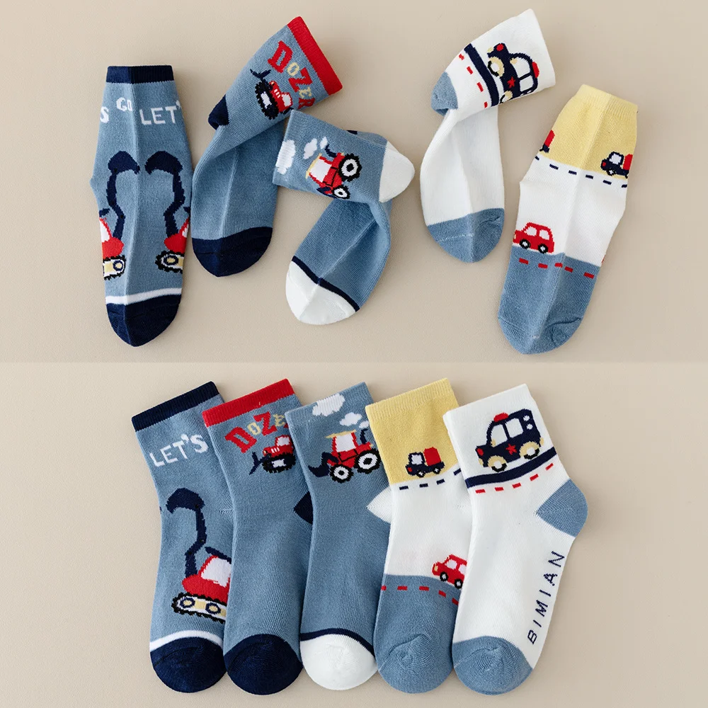 5/10 Fußsocken, Knöchelsocken, Spielzeug, Bagger, Wadensocken, Frühling und Herbst, Kinder, Jungen, schweißabsorbierend, atmungsaktiv – Detail 1