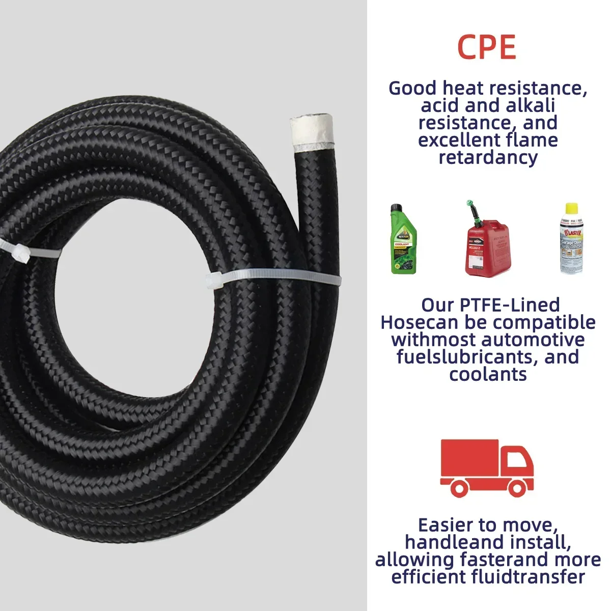 Fuel Hose CPE Rubber Oil Gas Cooler Hose Line Pipe Tube Nylon Stainless Steel Braided Inside AN4 AN6 AN8 AN10 AN12 1m 3m 5m 6m