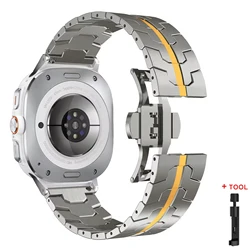 Premium Stainless Steel Watch Band - Elegant No - Gap Metal Bracelet Strap - Watch 8 Classic 46mm (Titanium Gold)