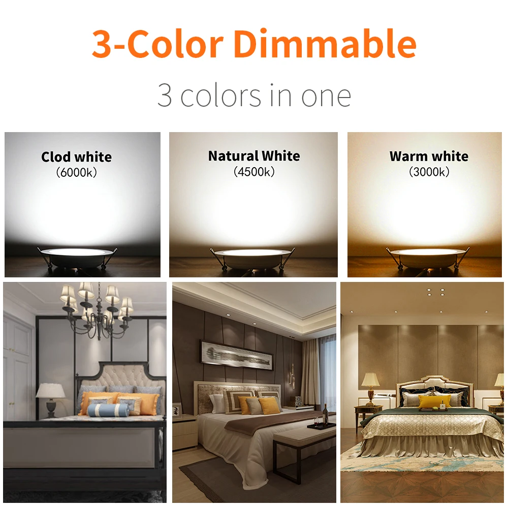 Led Downlight Recessed Ceiling Lamp 6/12PCS 5W-15W 3-Color