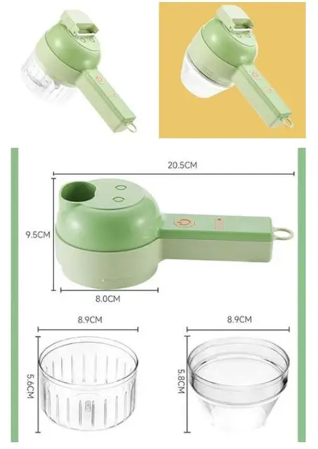 Dropship 1pc 4 In 1 Vegetable Chopper Handheld Electric Vegetable Cutter  Set Portable Wireless Garlic Mud Masher Garlic Press And Slicer Set to Sell  Online at a Lower Price