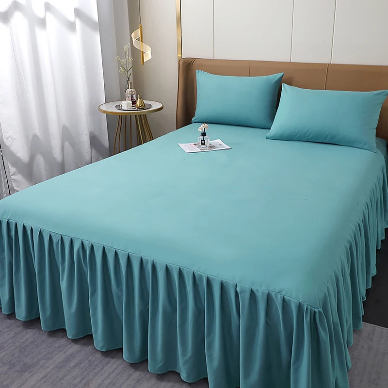 Twin Full Queen Size Bedspread Bed Sheets Home Decor Bed Skirt With 2 Pcs Pillowcase Dustproof Ruffles Bedsheets - Image 3