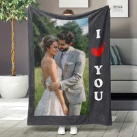 Couverture personnalisée avec Photo personnelle, 1 pièce, couverture de lit en flanelle, pour anniversaire, mariage, Couple, saint-valentin, cadeau de vacances 5