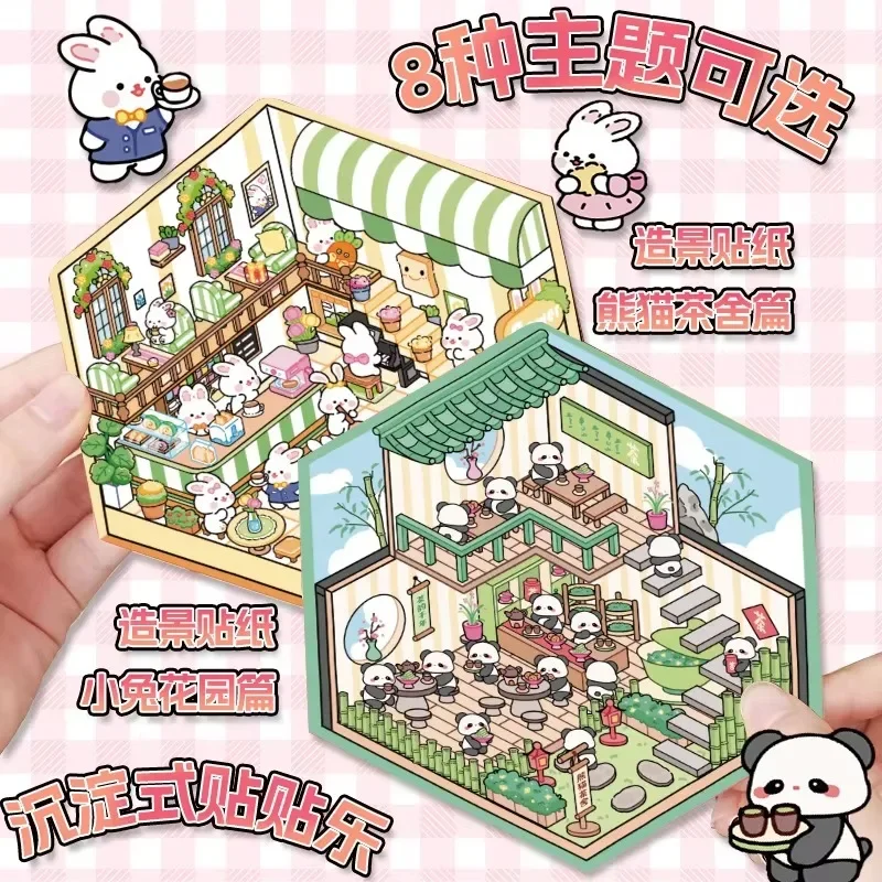 Baby 3D Cute pink Guinea Pig Rabbit Stickers Korean Kawaii Style for Teens Adults DIY Crafts Miniature Play House Stickers Toys