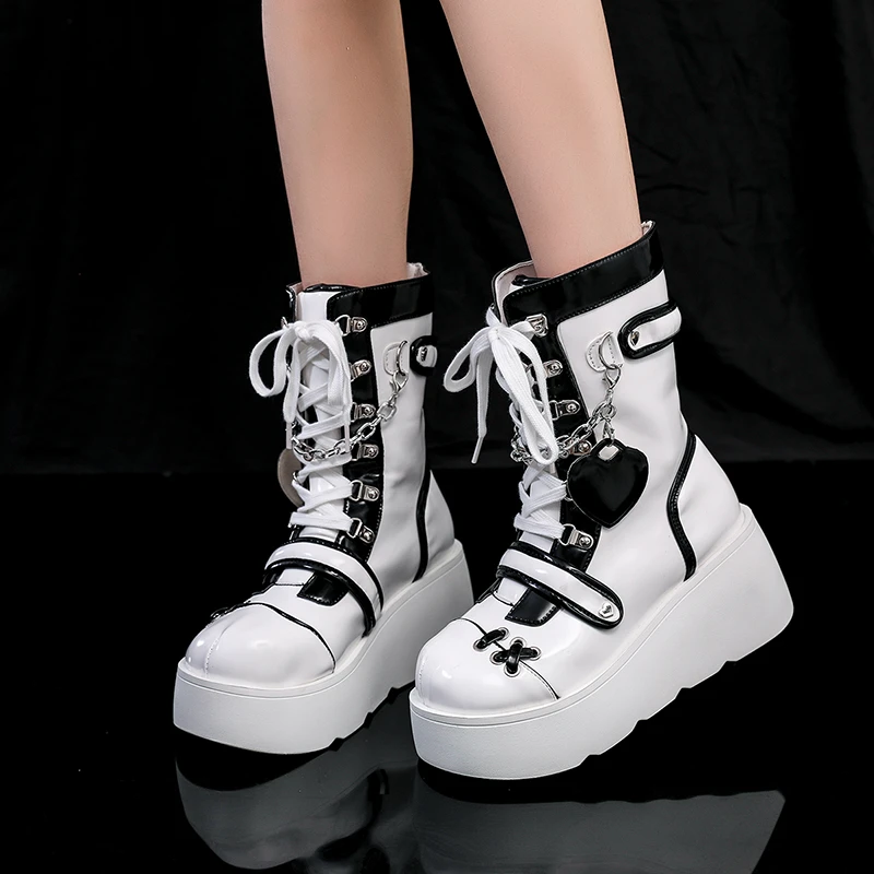 Metal Style Rock Women's Shoes Autumn New Thick-soled Boots