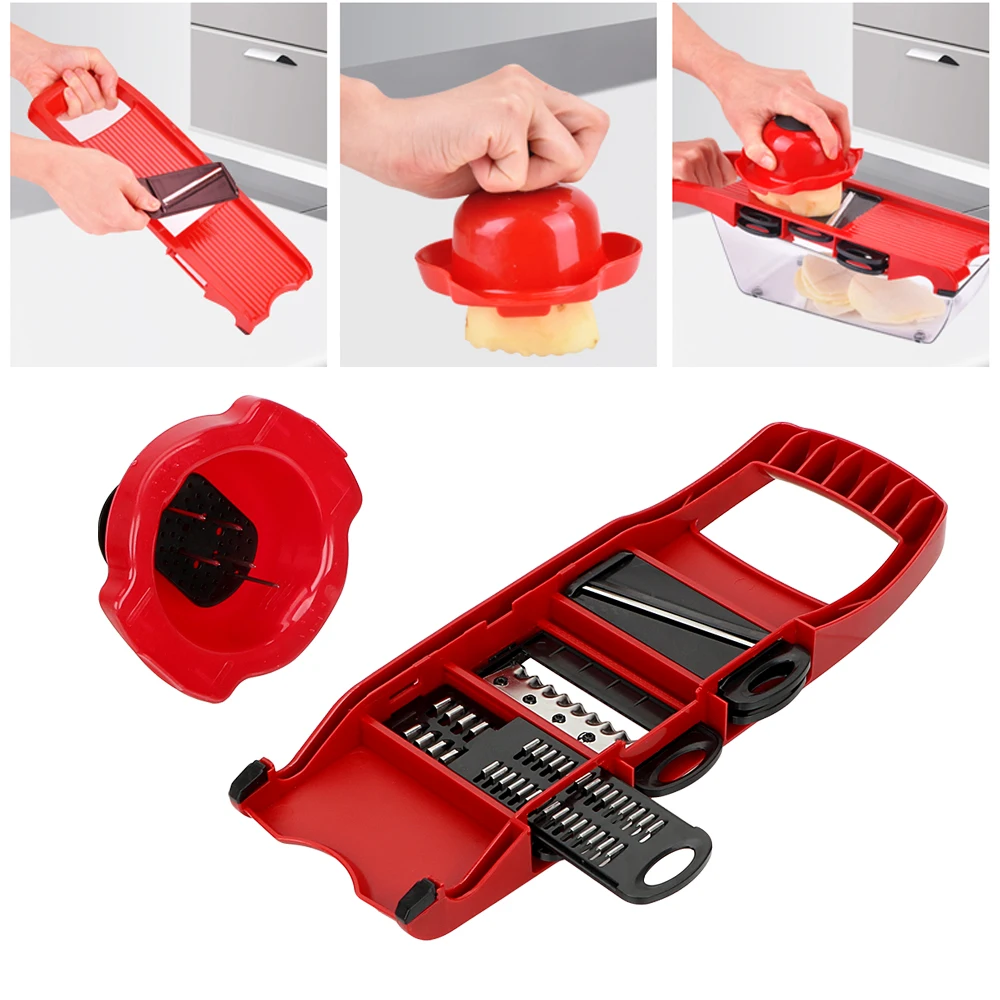 Fruit Slicer Vegetable Slicer Vegetable Cutter Potato Slicer Apple Slicer Apple Cutter Food Shredder Food Slicer HILIFE Kitchen Gadget Multi-function 6 Blades Slicer Vegetable Mandoline Slicer Cooking Tool Sets Fruit Cutter Grater