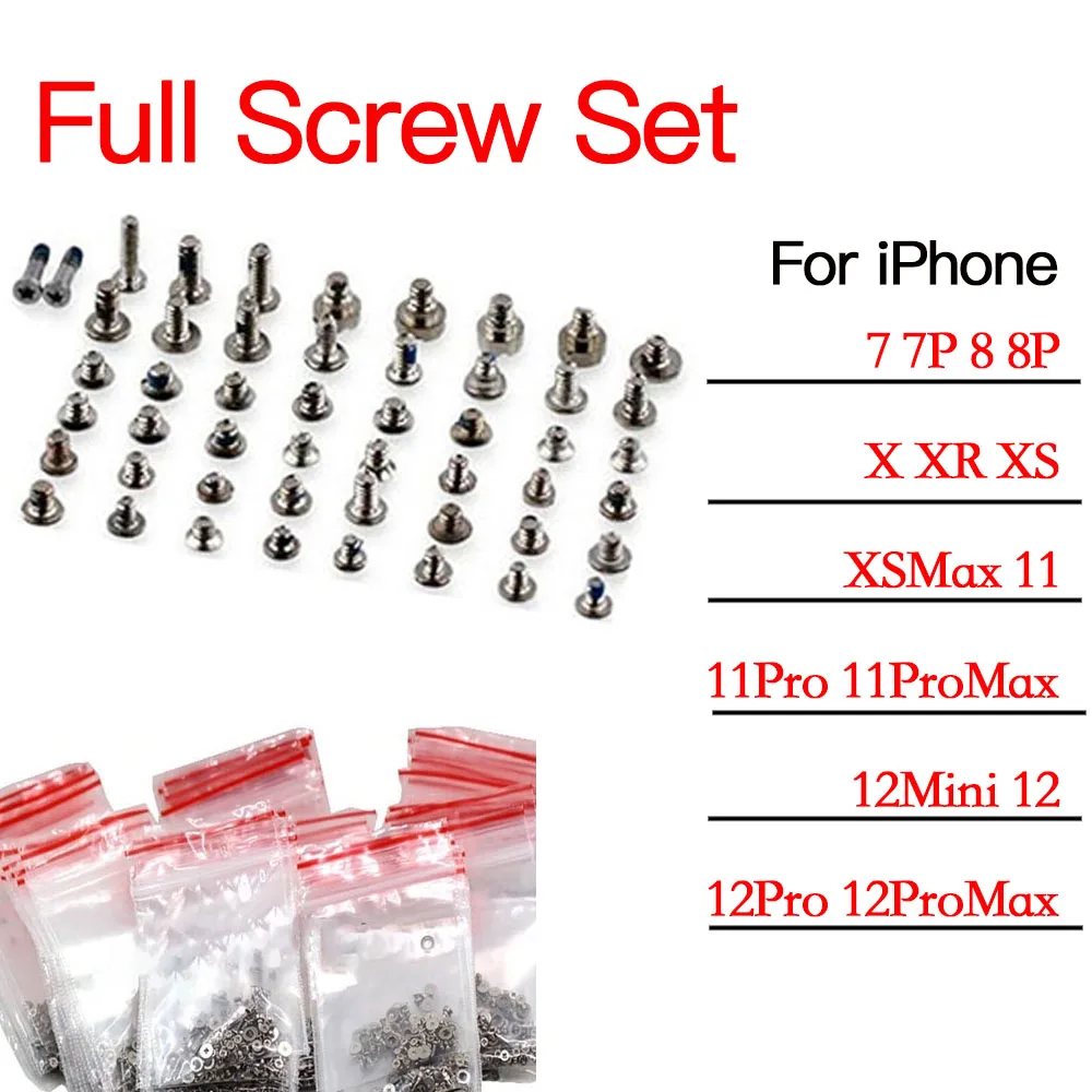 

Полный комплект винтов для iPhone 7 8 Plus X XR XS 11 12 Pro Max с нижней 2 винтами запасные части