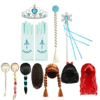 Girls Elsa Wig Kids Cosplay Snow Queen 2 Elza Anna Braid Hair Children Carnival Halloween Birthday Princess Party Accessories 1