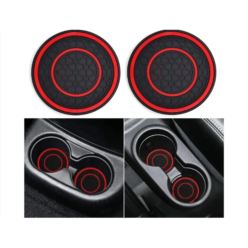 Set of 2 Anti-Slip Car Console Coasters - 7cm Honeycomb Design
