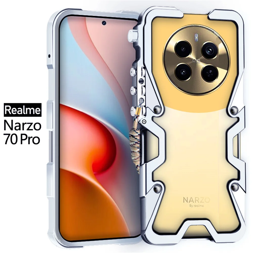 

Противоударный металлический бампер для Realme Narzo 70 Pro Чехол, алюминиевый бампер, чехол для Realme P1 Pro, Coque