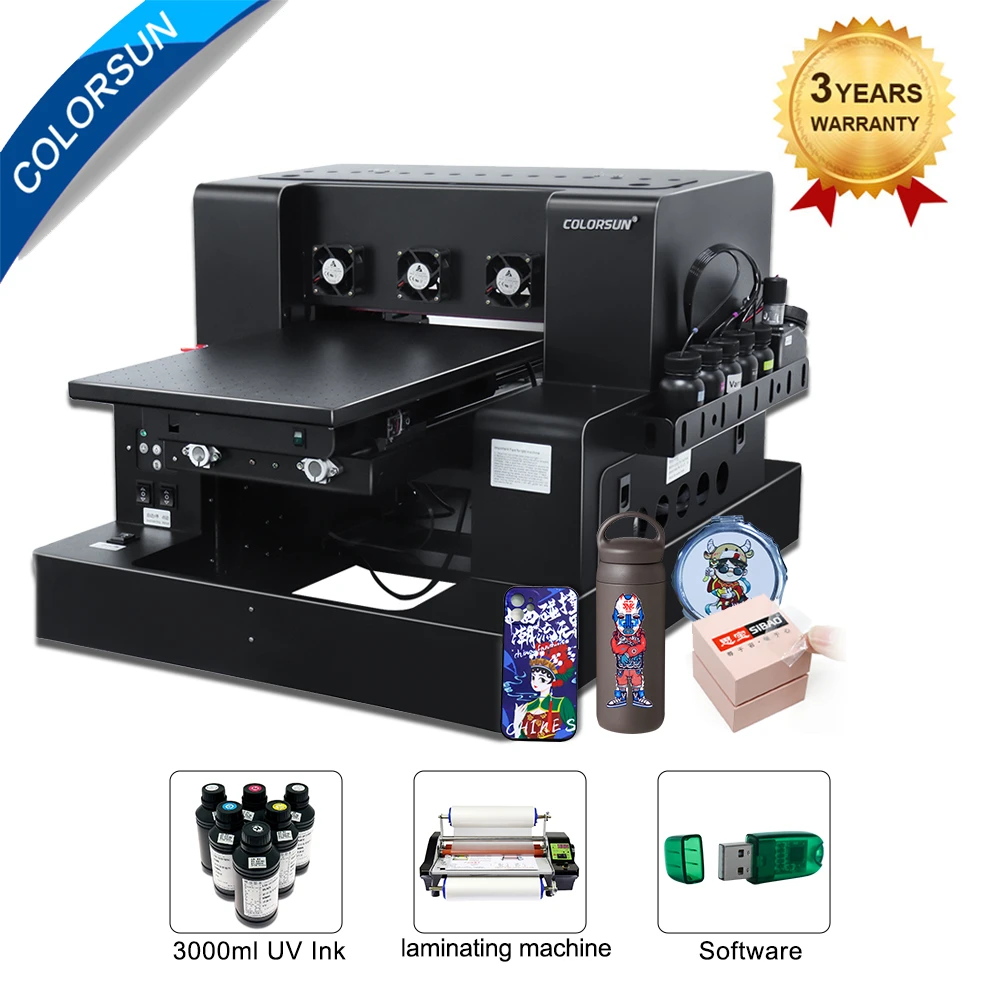 Colorsun UV DTF Printer Flatbed A3 Printing Machine with Varnish Effect ...