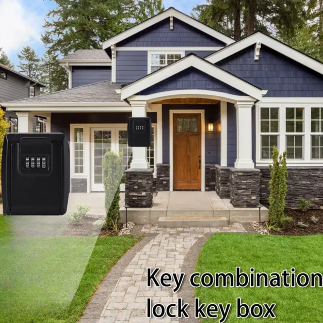 Alloy Key Lock Box Password Combination Lock Box Wall-mounted Key Storage Box Reset Password Anti-theft Security Lock Box Home 2