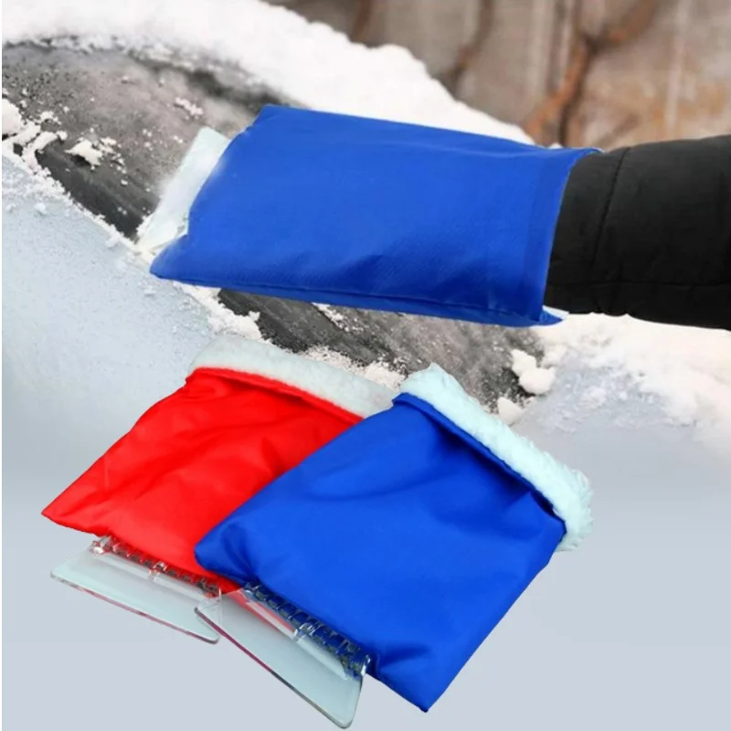 Ice and Snow Shovel Plush Warm Gloves Cleaning Ice Scraper Removal Tool for Auto Window Outdoor Winter Tools Car-styling