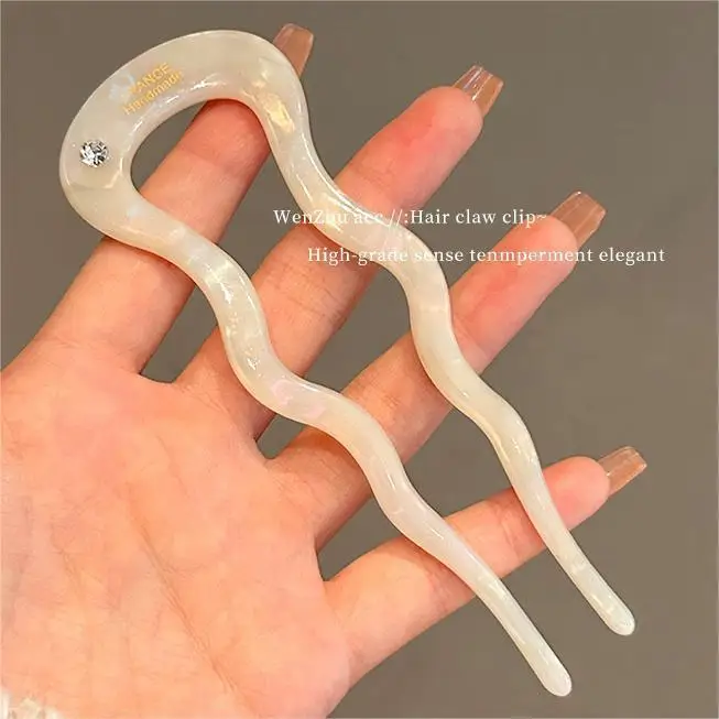 Hairpin Clip U-shaped Hairpin Female Style Retro Acrylic Hairpin Headgear Simple Modern Daily Fixed Hairpin Hair Accessories