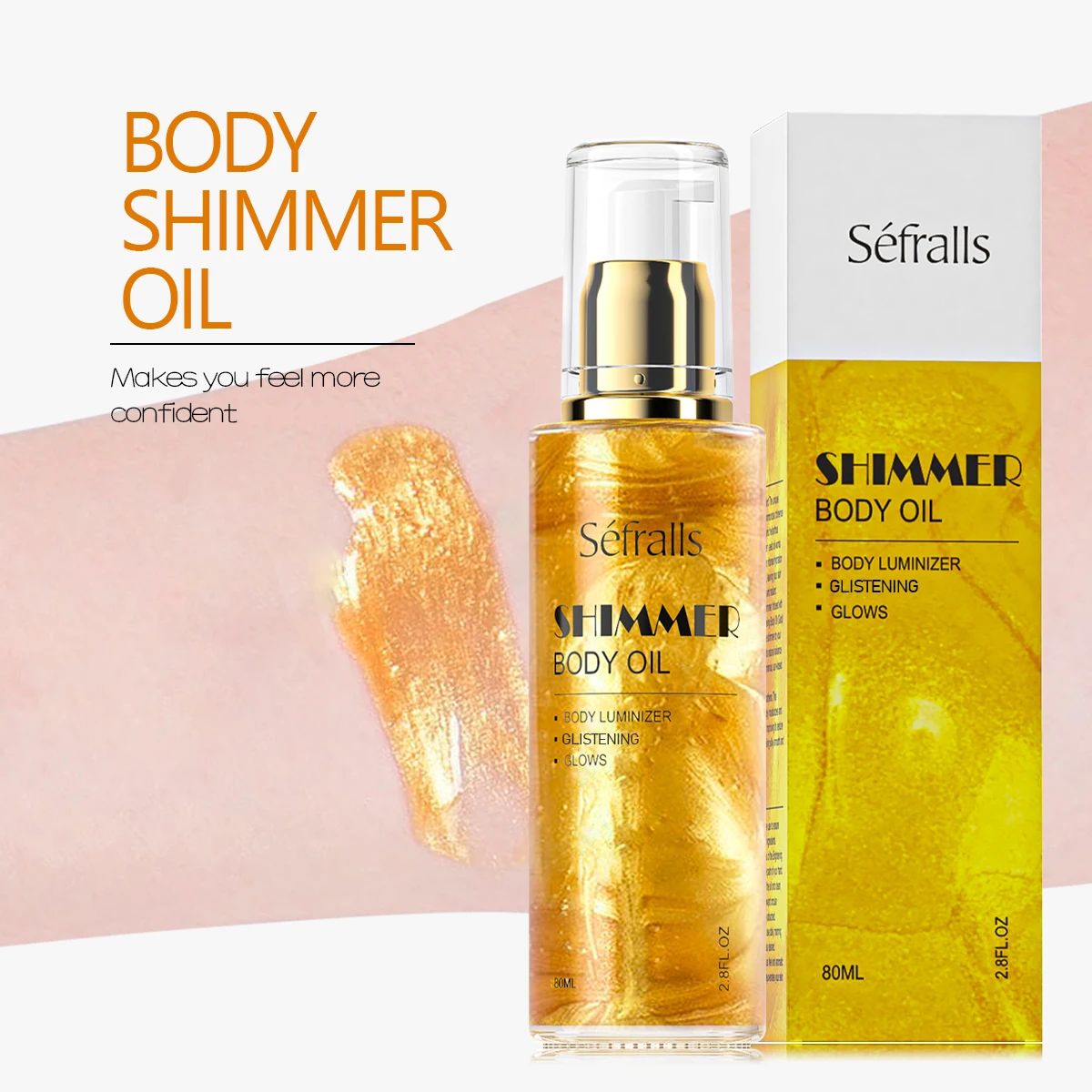 S&eacute;fralls Shimmer body oil 80ml brightens the complexion improves dryness and moisturises for long-lasting firmness and hydration