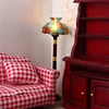1:12 Dollhouse Retro European Style Mini LED Lamp Double-head Flower Ceiling Light Lamp Live Room Standing Lamp (with Battery) 3